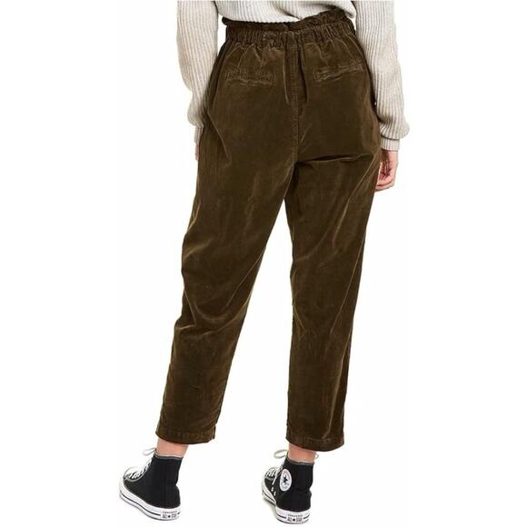 Free People Margate Dried Rosemary Green Corduroy Slouchy High Rise Pants XS - Picture 2 of 12